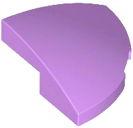 Brick Round Corner, Curved 2 x 2 x 2/3 Quarter Circle With 1 x 1 Bottom Cutout in Medium Lavender