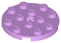 Plate Round 4 x 4 with Pin Hole in Medium Lavender