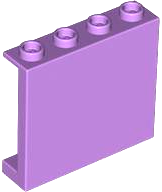 Panel 1 x 4 x 3 [Side Supports / Hollow Studs] in Medium Lavender