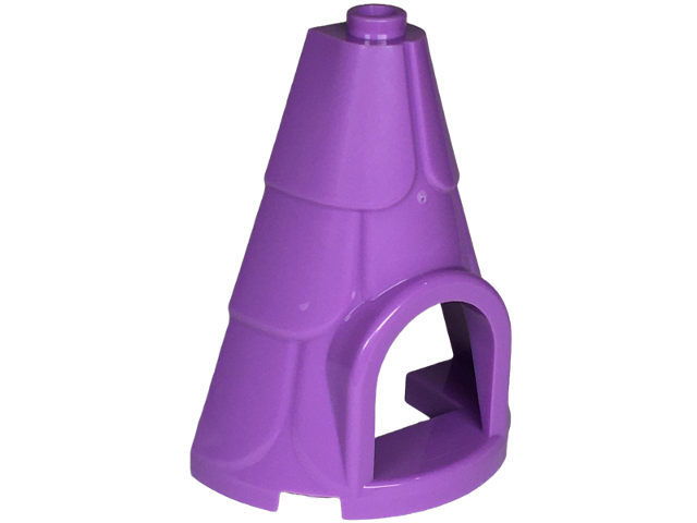 Tower Roof 2 x 4 x 4 Half Cone Shaped with Roof Tiles and Window in Medium Lavender