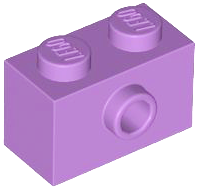Brick Special 1 x 2 with 1 Center Stud on 1 Side, Bottom Stud Holder in Medium Lavender