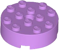 Brick Round 4 x 4 Centre Hole in Medium Lavender