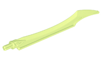 Large Figure Weapon Blade, Curved Tip with Axle in Yellowish Green
