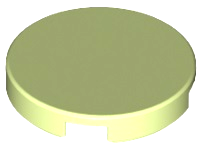 Tile Round 2 x 2 with Bottom Stud Holder in Yellowish Green