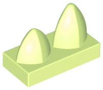 Tile Special 1 x 2 with Two Vertical Teeth / Tooth in Yellowish Green