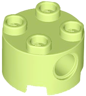 Brick Round 2 x 2, Pin Holes in Yellowish Green