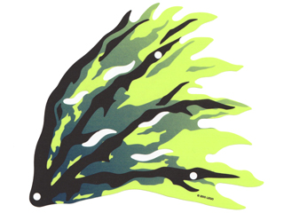 Wing, Right, with Black Limbs and Marbled Dark Blue Print in Yellowish Green