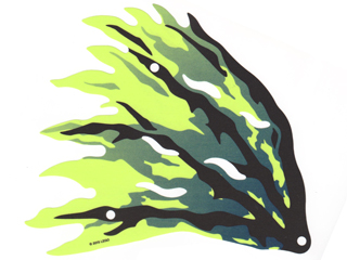 Wing, Left, with Black Limbs and Marbled Dark Blue Print in Yellowish Green