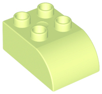 Duplo Brick 2 x 3 with Curved Top in Yellowish Green