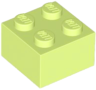Brick 2 x 2 in Yellowish Green