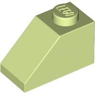 Brick Sloped 45° 2 x 1 with Bottom Pin in Yellowish Green