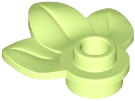 Plant, Plate 1 x 1 Round with 3 Leaves in Yellowish Green