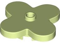 Flower 4 x 4 Rounded Petals with Center Stud in Yellowish Green