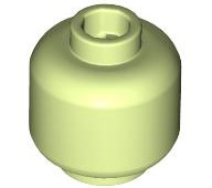 Minifig Head [Plain] [Vented Stud - 2 Holes] in Yellowish Green