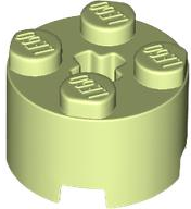 Brick Round 2 x 2 with Axle Hole in Yellowish Green