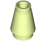 Cone 1 x 1 [Top Groove] in Yellowish Green