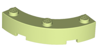 Brick Round Corner 4 x 4 Macaroni Wide with 3 Studs in Yellowish Green