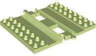 Duplo Train Track, Straight with 2 x 8 Plate on Both Sides in Yellowish Green