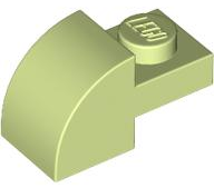 Brick Curved 1 x 2 x 1 with Curved Top in Yellowish Green