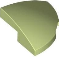 Brick Round Corner, Curved 2 x 2 x 2/3 Quarter Circle With 1 x 1 Bottom Cutout in Yellowish Green