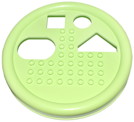 Duplo Bowl Lid with Shapes Cutout in Yellowish Green