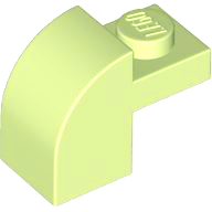 Brick Curved 1 x 2 x 1 1/3 with Curved Top in Yellowish Green