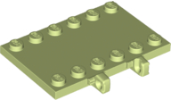Hinge Plate 4 x 6 with Two 1 x 6 Studs and Recessed 2 x 6 Middle in Yellowish Green
