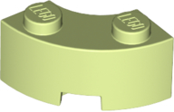 Brick Round Corner 2 x 2 Macaroni with Stud Notch and Reinforced Underside [New Style] in Yellowish Green