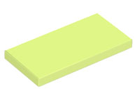 Tile 2 x 4 with Groove in Yellowish Green