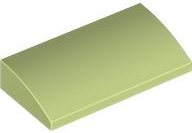Brick Curved 2 x 4 x 2/3 No Studs, with Bottom Tubes in Yellowish Green