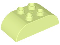 Duplo Brick 2 x 4 Curved Top in Yellowish Green