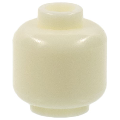 Minifig Head [Plain] [Hollow Stud] in Glow In Dark White