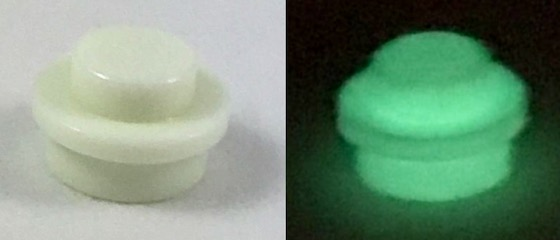 Plate Round 1 x 1 with Solid Stud in Glow In Dark White