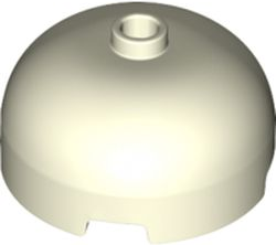 Brick Round 3 x 3 Dome with Center Stud in Glow In Dark White