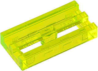 Tile Special 1 x 2 Grille with Bottom Groove in Trans-Neon Green