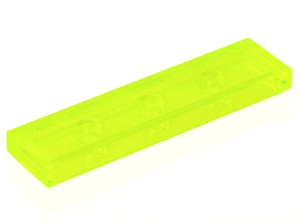 Tile 1 x 4 with Groove in Trans-Neon Green