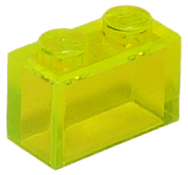 Brick 1 x 2 without Bottom Tube in Trans-Neon Green