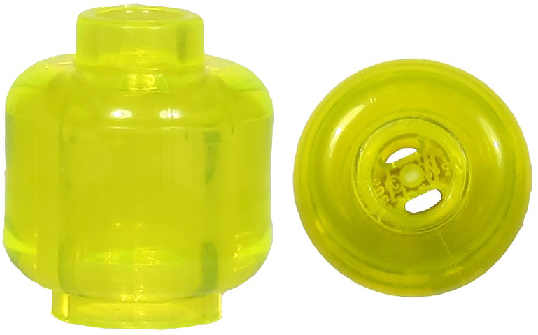 Minifig Head [Plain] [Hollow Stud] in Trans-Neon Green