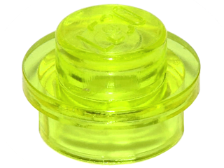 Plate Round 1 x 1 with Solid Stud in Trans-Neon Green