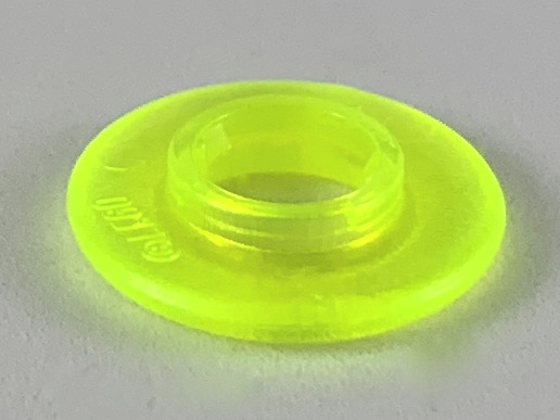 Clikits Bead, Ring Thin Large with Hole with Low Connector in Trans-Neon Green