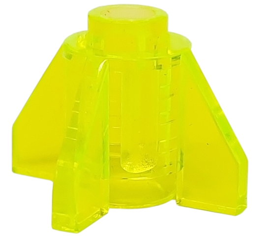 Brick Round 1 x 1 with Fins, Open Stud in Trans-Neon Green