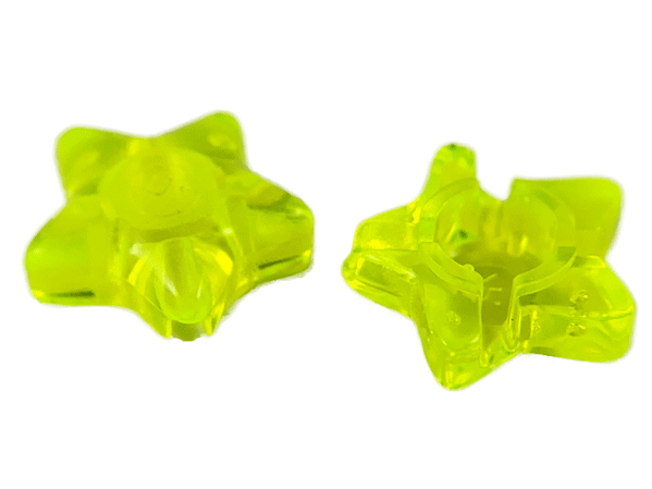 Clikits Icon, Star 2 x 2 Small, with Hole in Trans-Neon Green
