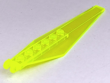 Hinge Plate 1 x 12 Locking with Angled Side Extensions and Tapered Ends, 7 Teeth in Trans-Neon Green