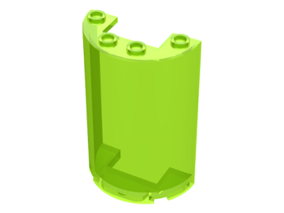 Cylinder Half 2 x 4 x 5 with 1 x 2 cutout in Trans-Neon Green