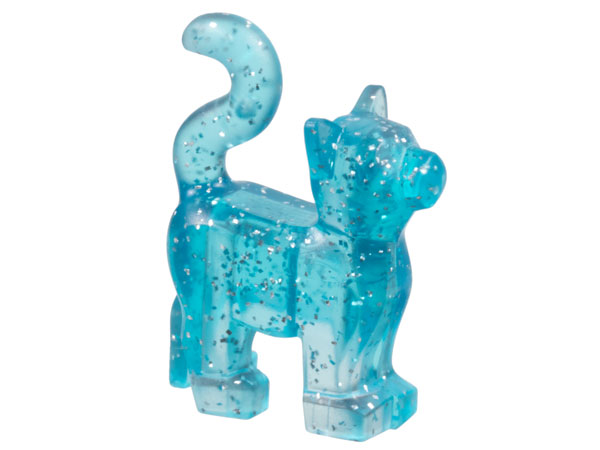 Animal, Cat, Standing New Style [Plain] in Glitter Trans-Light Blue