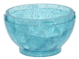 Pod, Round, Faceted 4 x 4 x 1 2/3 (Dragon Egg Bottom) in Glitter Trans-Light Blue