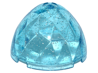 Pod, Elongated, Faceted 4 x 4 x 1 2/3 (Dragon Egg Top) in Glitter Trans-Light Blue