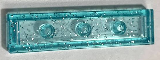 Tile 1 x 4 with Groove in Glitter Trans-Light Blue