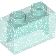 Brick 1 x 2 without Bottom Tube in Glitter Trans-Light Blue