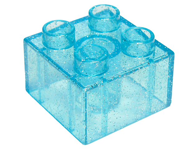 Duplo Brick 2 x 2 in Glitter Trans-Light Blue